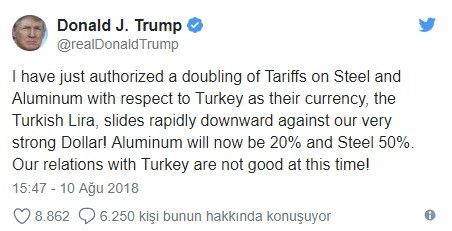 Donald Trump'tan son dakika Türkiye açıklaması: Türk Lirası güçlü Dolarımız karşısında hızla düşüyor - Resim: 1