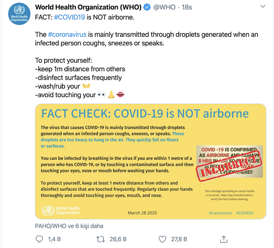 Koronavirüs havadan bulaşır mı? Dünya Sağlık Örgütü yanıtladı - Resim: 1