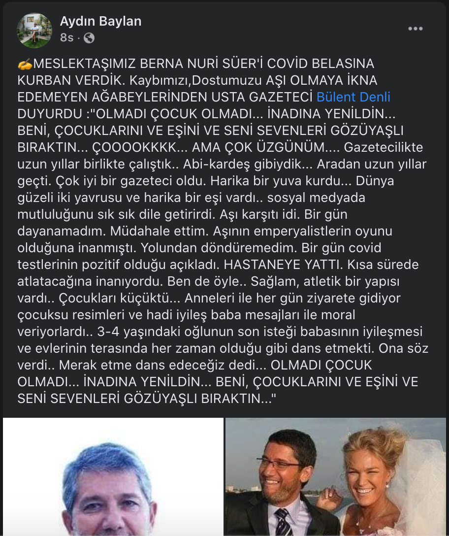 Aşıyı Reddeden Gazeteci Berna Nuri Süer, Koronavirüse Yenik Düştü - Resim: 1
