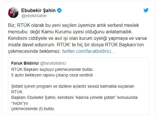 RTÜK'te kılıçlar çekildi: Şahin'den Bildirici'ye çekmece yanıtı - Resim: 1