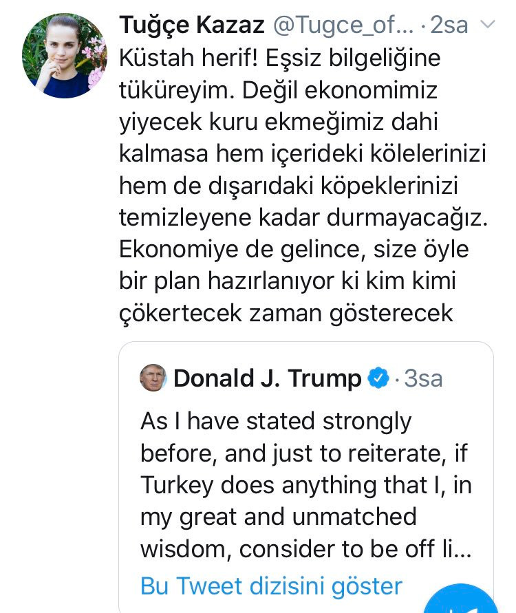 Tuğçe Kazaz'dan ABD Başkanı Trump'a sert yanıt: Eşsiz bilgeliğine tüküreyim - Resim: 1