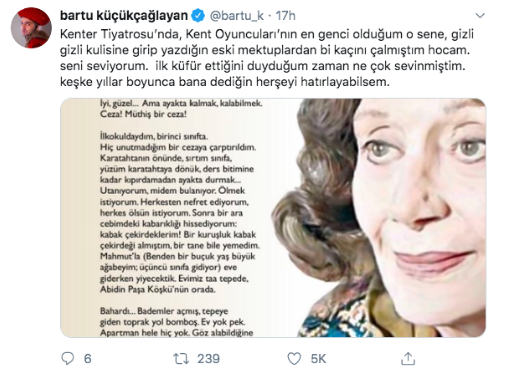 Bartu Küçükçağlayan’dan Yıldız Kenter itirafı - Resim: 1