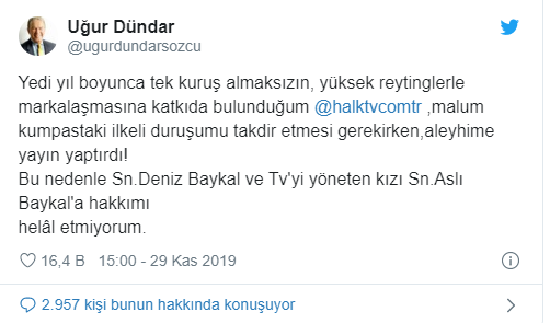 Uğur Dündar'dan Halk TV'ye şok sözler: Hakkımı helal etmiyorum - Resim: 1