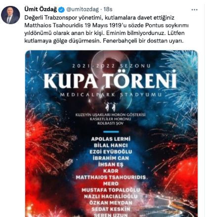 Apolas Lermi'den Trabzonspor'a Ümit Özdağ Tepkisi: Siyasi Baskılara Boyun Eğildi - Resim: 2