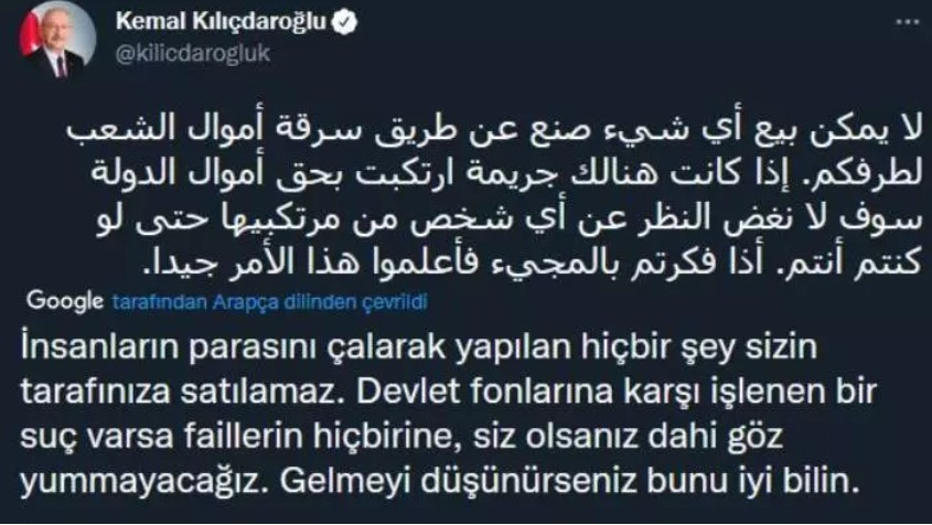 Kemal Kılıçdaroğlu Arapça Tweet Atıp Katarlılara Gözdağı Verdi - Resim: 1