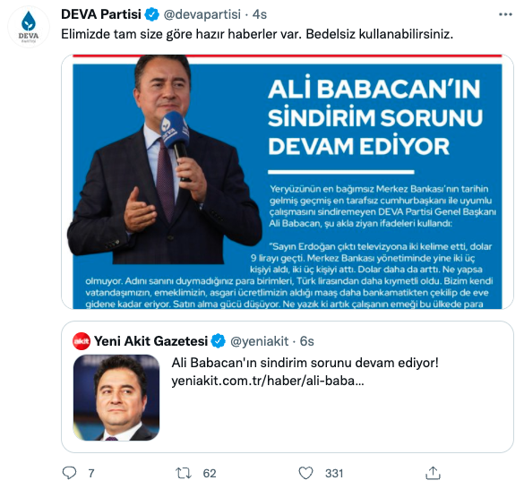 DEVA Partisi'nden Yobaz Akit'e Kapak Gibi Yanıt - Resim: 1