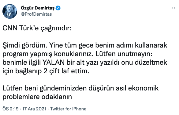 Özgür Demirtaş'tan CNN Türk'e Tepki: Beni Gündeminizden Düşürün - Resim: 1