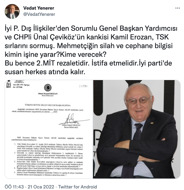 İYİ Parti'den İstifa Eden Yenerer'den Flaş Sözler: 2. MİT Rezaleti - Resim: 1