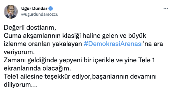 Flaş! Uğur Dündar'dan Demokrasi Arenası Açıklaması - Resim: 1