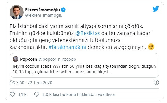 İmamoğlu'ndan Beşiktaşlılara: Bırakmam seni demekten vazgeçmeyin - Resim: 1