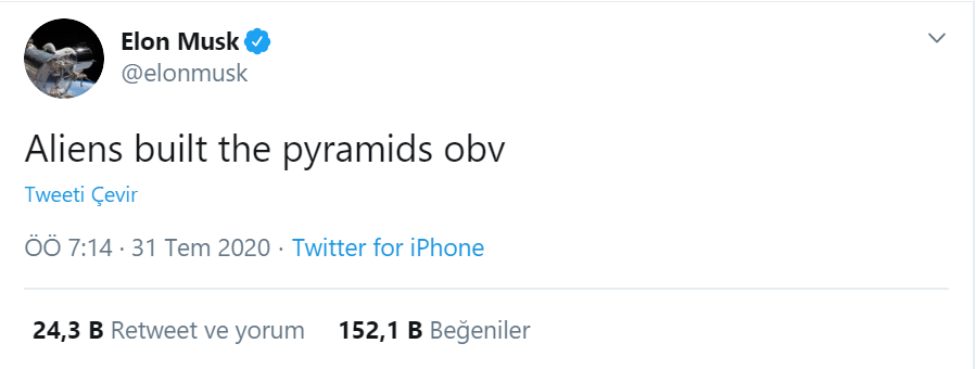 Elon Musk'ın attığı tweet olay oldu: Piramitleri uzaylılar inşa etti - Resim: 1