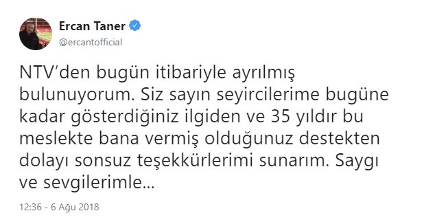 NTV’de yaprak dökümü sürüyor! Ercan Taner de NTV'den ayrıldı - Resim: 1