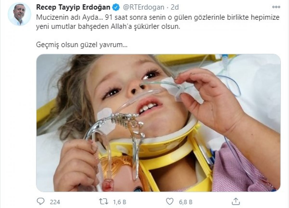 Erdoğan'dan Ayda Gezgin mesajı: Mucizenin adı - Resim: 1