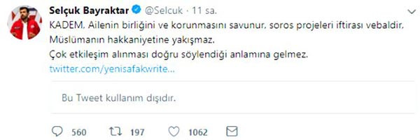 Erdoğan'ın damadı Selçuk Bayraktar'dan KADEM çıkışı - Resim: 1