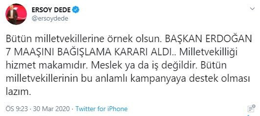 Erdoğan yardım çağrısı yaptı, Ersoy Dede o tweeti sildi - Resim: 2