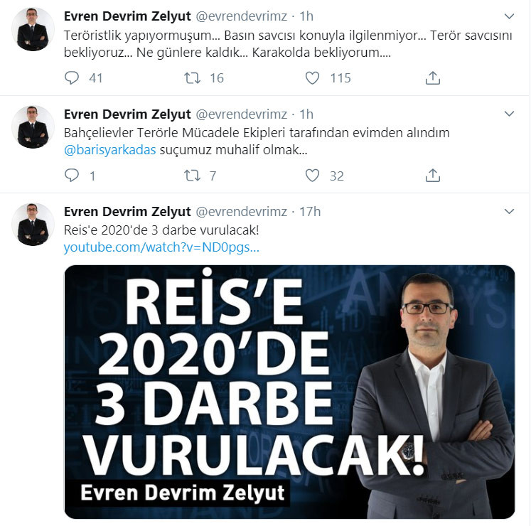 Erdoğan’a 3 darbe vurulacak diyen Aydınlık yazarına gözaltı