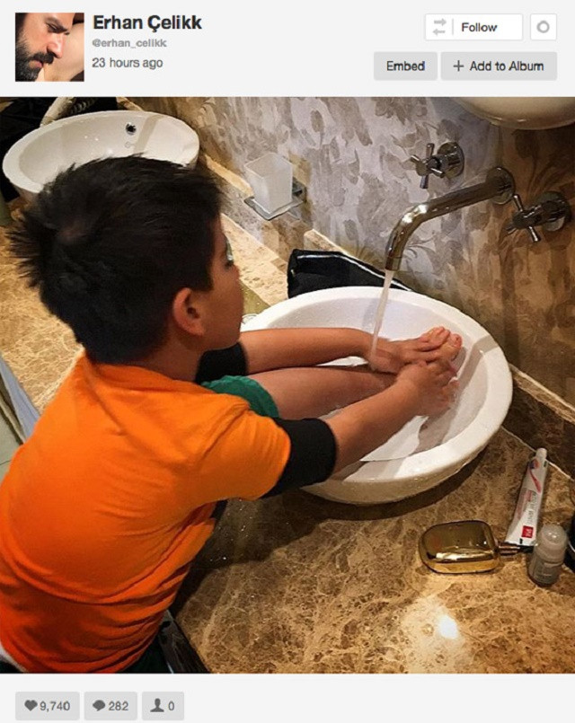 Erhan Çelik oğlunun abdest fotoğrafını paylaşınca... - Resim: 1