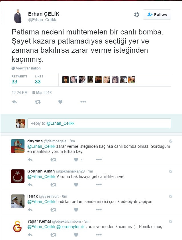 Erhan Çelik'in canlı bomba tweeti tepki çekti - Resim: 1