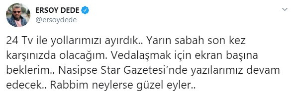 Ersoy Dede 24 TV ile yollarını ayırdı - Resim: 1