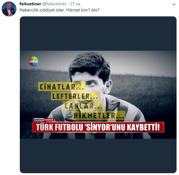 Show Haber’e Sinyor tepkisi! Habercilik ciddiyet ister! Hikmet kim? Alo? - Resim: 1