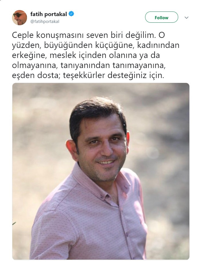 Fatih Portakal'dan dikkat çeken teşekkür mesajı - Resim: 1