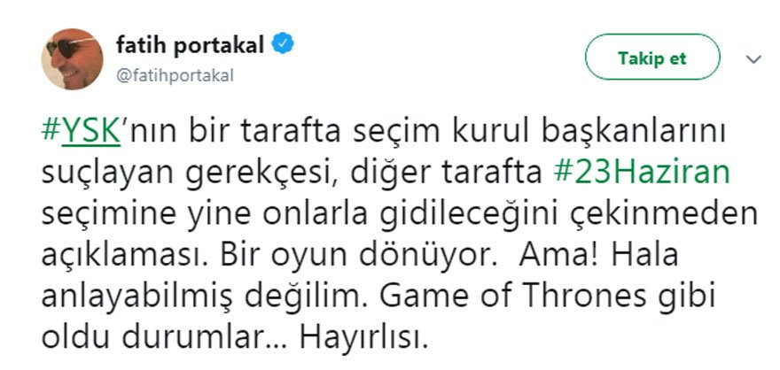 Fatih Portakal: Game Of Thrones gibi oldu durumlar - Resim: 1
