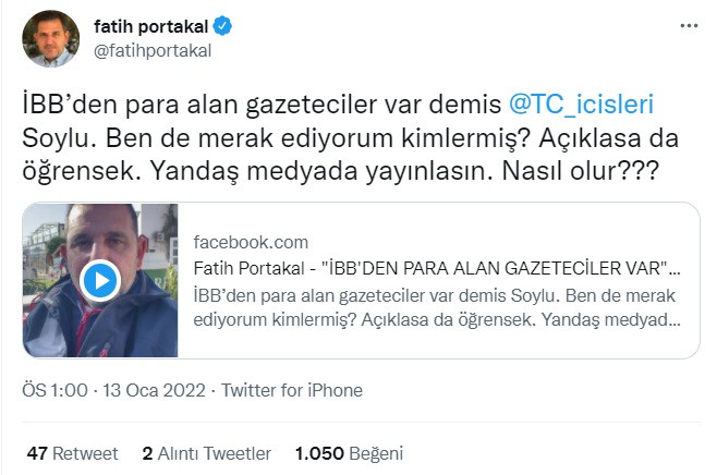 İBB'den Para Alan Gazeteciler İddiasına Fatih Portakal'dan Flaş Yorum - Resim: 1