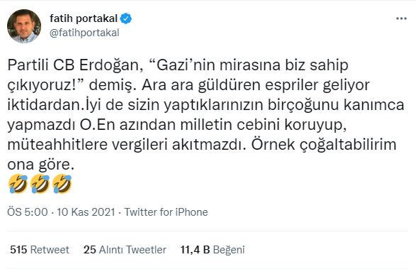 Atatürk'ün Mirasını Sahiplenen Erdoğan'a Fatih Portakal'dan Flaş Yorum - Resim: 1