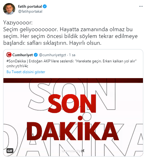 Erdoğan'ın Konuşması Sonrası Fatih Portakal'dan Bomba Yorum: Erken Seçim Hayırlı Olsun - Resim: 1