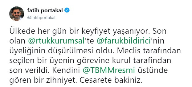 Fatih Portakal'dan Bildirici yorumu: RTÜK Meclisin üzerinde mi? - Resim: 1