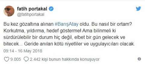 Fatih Portakal’dan Barış Atay’ın gözaltına alınmasına tepki! - Resim: 1