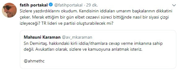Fatih Portakal'dan Selahattin Demirtaş paylaşımı - Resim: 1