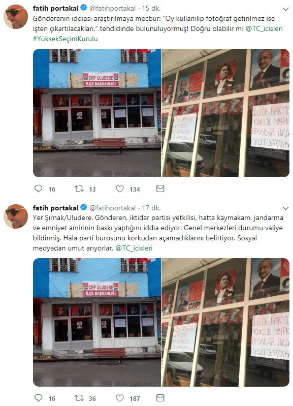 Fatih Portakal paylaştı: CHP: Uludere'de büromuzu baskı yüzünden açamıyoruz - Resim: 1