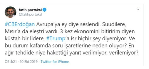 Fatih Portakal'dan Erdoğan'a Trump sorusu - Resim: 1