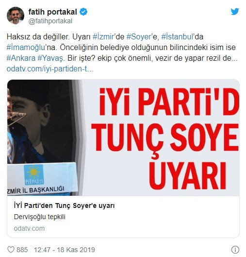 Fatih Portakal'dan İmamoğlu ve Soyer'e flaş uyarı: Vezir de yapar, rezil de.. - Resim: 1