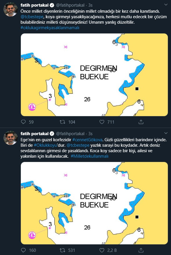 Fatih Portakal'dan Erdoğan'a: Koskoca Okluk Koyu'nu neden kapattınız? - Resim: 1