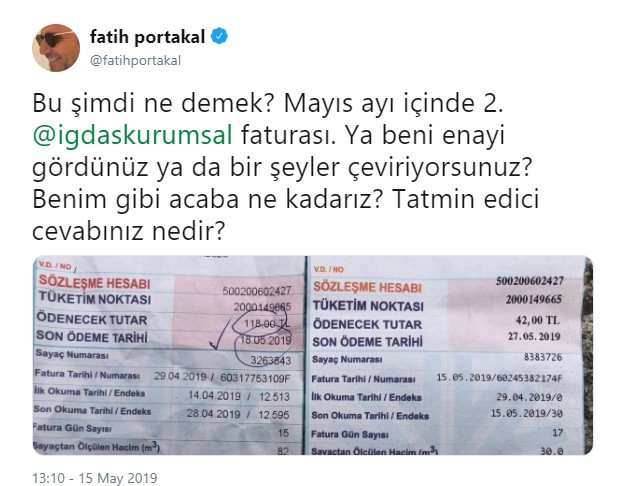 Fatih Portakal'dan İGDAŞ'a tepki: Hakkımı arıyorum - Resim: 1