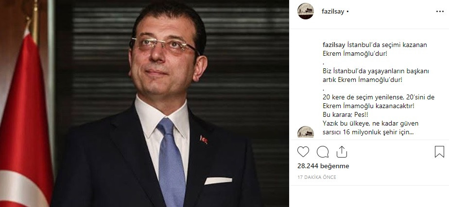 Fazıl Say: 20 kere seçim yenilense İmamoğlu kazanır - Resim: 1