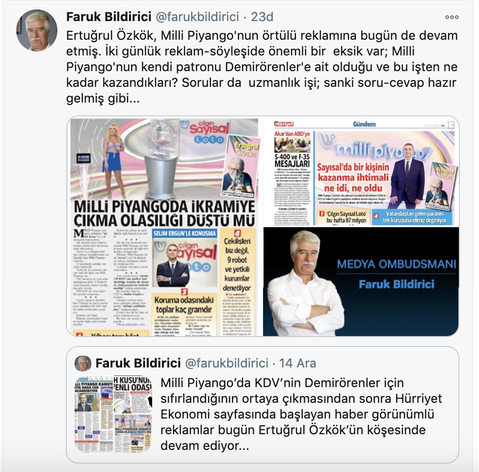 Bildirici: Ertuğrul Özkök Milli Piyango'nun örtülü reklamına devam ediyor - Resim: 1