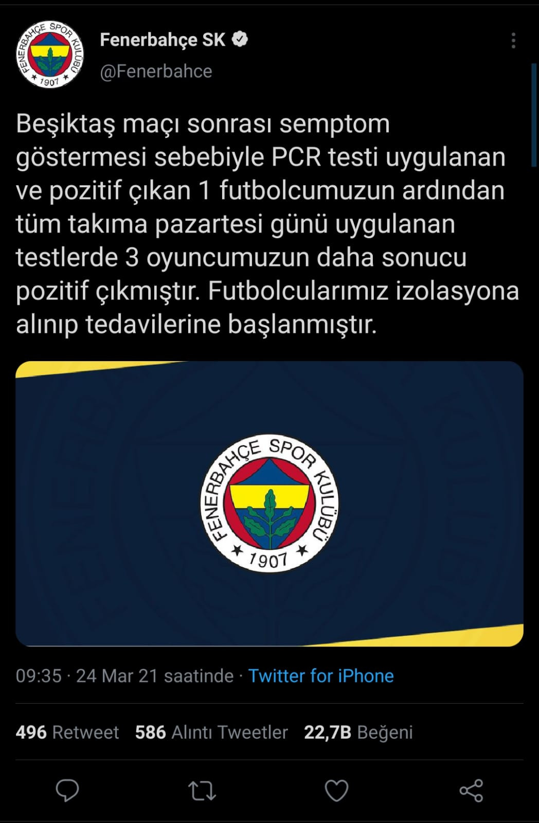 Fenerbahçe'de 3 Futbolcunun Daha Testi Pozitif - Resim: 1