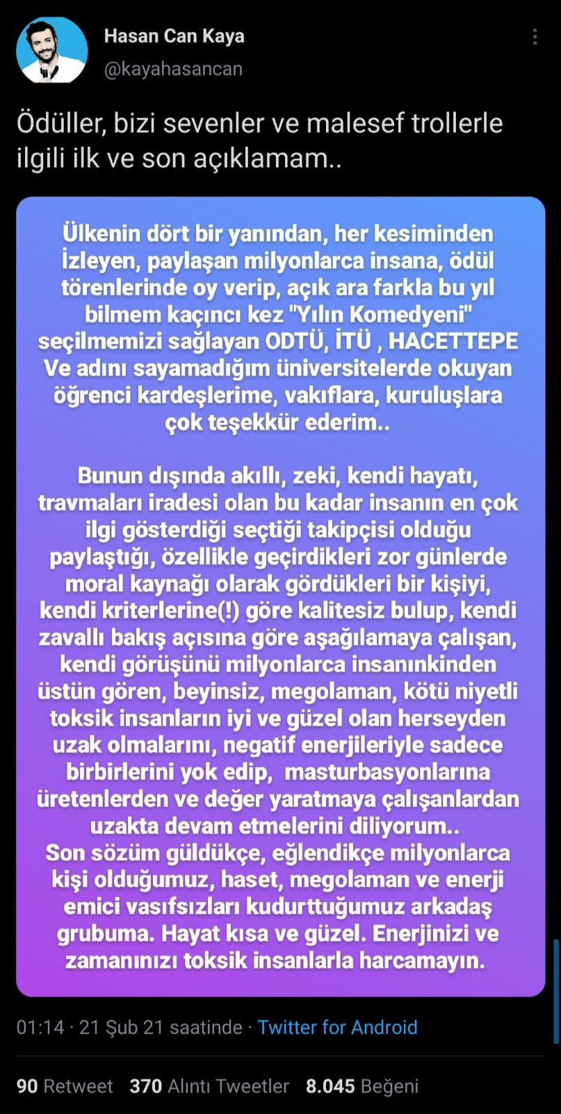 Konuşanlar'ın Yıldızı Hasan Can Kaya O Tepkilere Ne Dedi? - Resim: 1