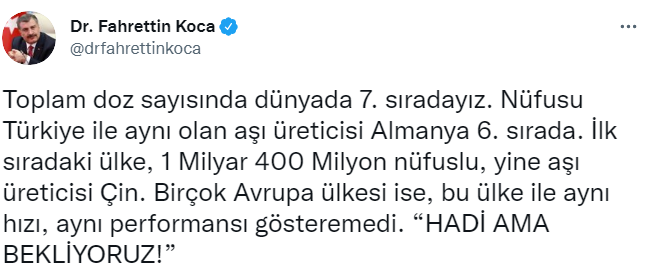 Sağlık Bakanı Koca: Aşılama Dozu Sayısında Dünyada 7. Sıradayız - Resim: 1