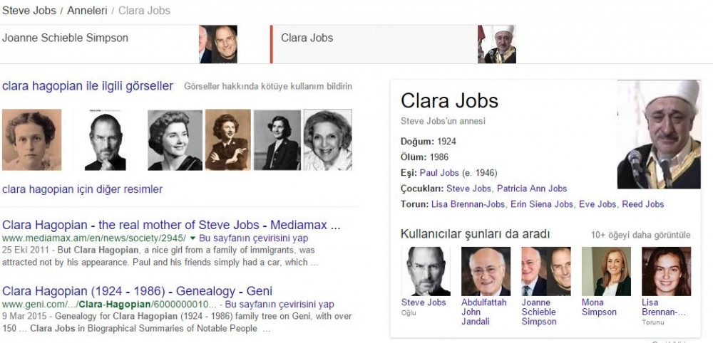 Google'a göre: Fethullah Gülen Steve Jobs'ın annesi... - Resim: 1