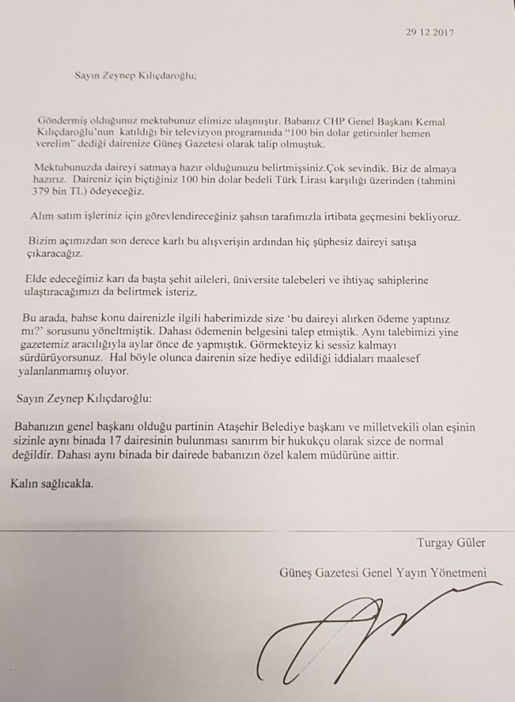 Zeynep Kılıçdaroğlu'nun mektubuna, Güneş'ten yanıt - Resim: 2