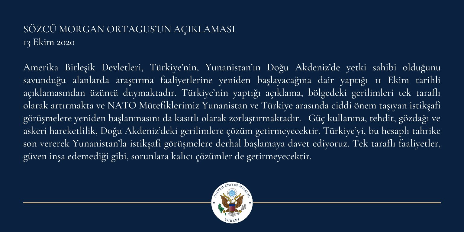 ABD Ankara Büyükelçiliği: Türkiye tek taraflı olarak gerilimi artırmakta - Resim: 1
