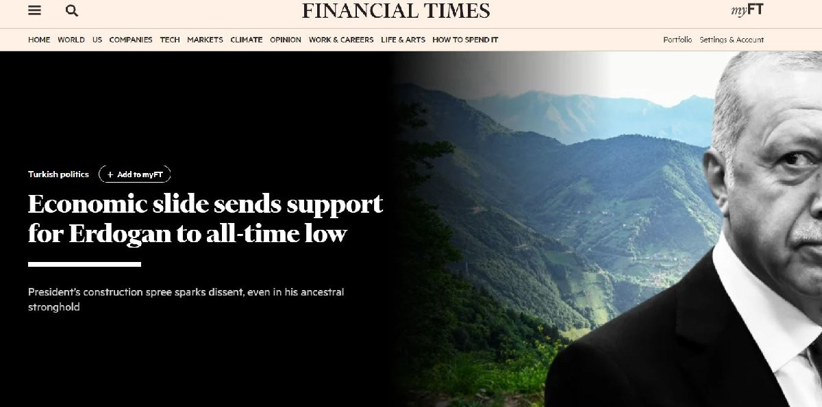 Financial Times'tan Erdoğan Analizi: Ekonomik Gerileme, Desteği En Düşük Seviyeye Getirdi - Resim: 1