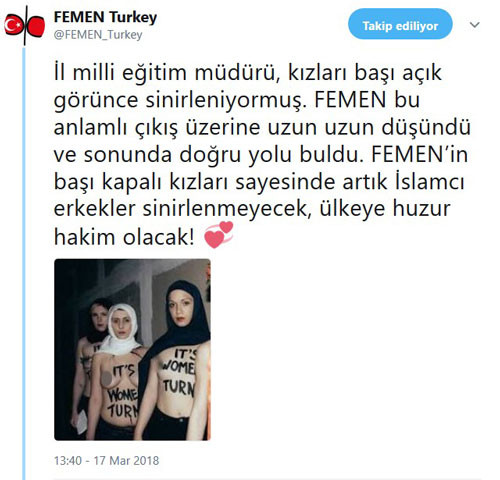 Başını örtmeyen kızlara laf eden Yaşar Demir'e Femen’den olay yanıt - Resim: 1
