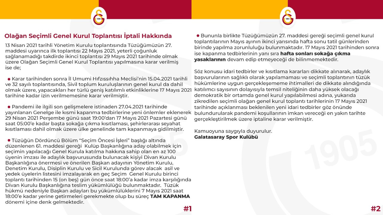 Galatasaray'da Başkanlık Seçimi Ertelendi - Resim: 1