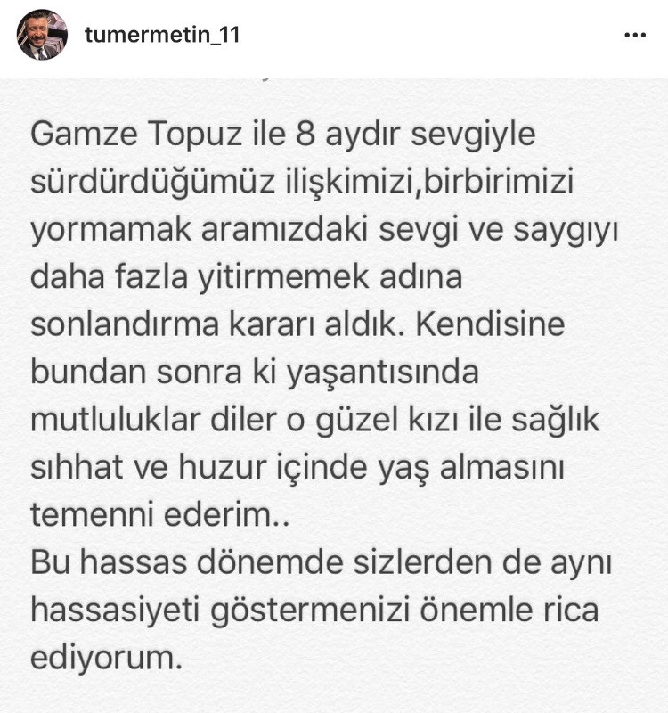 Gamze Topuz ile Tümer Metin neden ayrıldı: Mutluluklar dilerim... - Resim: 1