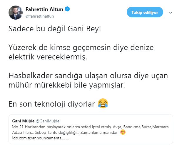 Cumhurbaşkanlığı İletişim Başkanı Fahrettin Altun Gani Müjde'nin o tweetiyle dalga geçti - Resim: 1